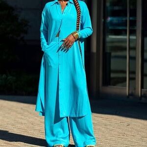 AMAZON THE DROP X VICTORIOUSLOGAN  BLUE BUTTON DOWN SHIRT DRESS